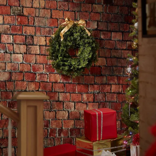 Vista 5 de Casafield Corona de Navidad artificial de abeto de 24 pulgadas, decoración navideña, 200 puntas de PVC para puerta delantera, ventana o mantel
