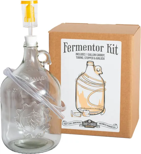 Vista 2 de Craft A Brew - Jarra de fermentación 1 paquete - Para elaboración casera - Incluye jarras fermentadoras de vidrio de 1 galón, esclusas y tapón