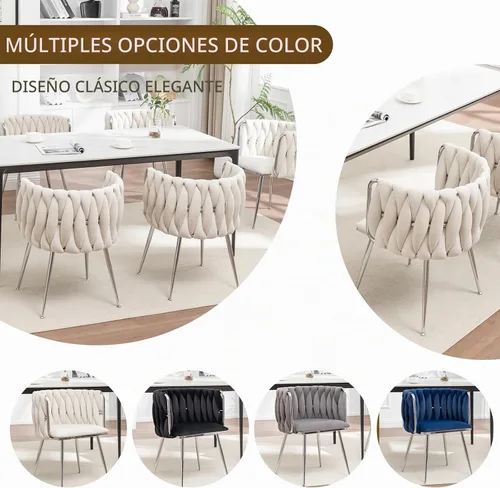 Vista 5 de Juego de 2 Sillas de Comedor de Terciopelo, Sillas Tapizadas para Comedor con Patas de Metal, Sillas de Comedor Modernas 2, Sillas Modernas de Beige