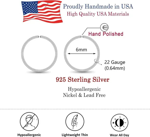Vista 88 de Small Gold or Sterling Silver Huggie Hoop Earrings for Women Cartilage Nose Helix Tragus