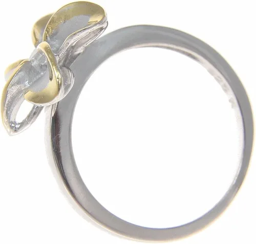 Vista 4 de Arthur's Jewelry - Anillo de plata de ley 925 con circonita cúbica hawaiana de 0.591in, chapado en oro amarillo y rodio, 2 tonos, tamaño 3 a 10