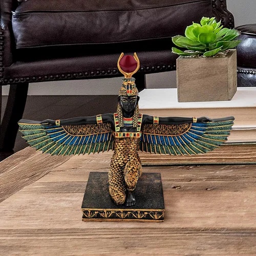 Vista 2 de Design Toscano Isis Woman Diety of Beauty - Estatua egipcia de decoración, 8 pulgadas de ancho, 6 pulgadas de alto, resina de piedra fundida