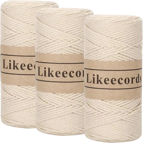 Vista 31 de Likeecords 100% Hilo de Ganchillo de Algodón Cordón de Bolsa de 2mm 170m Cordón de Macramé de 2mm Hilo de Crochet Cuerda de Macramé Regalo para Verde