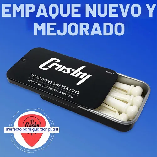Vista 7 de Pasadores de puente de hueso ranurado Crosby Pure Bone con incrustación de punto de abulón para guitarra acústica de 6 y 12 cuerdas Hueso ranurado