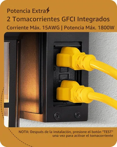 Vista 2 de EDISHINE Motion Sensor Dusk to Dawn Outdoor Wall Lights with GFCI Outlet