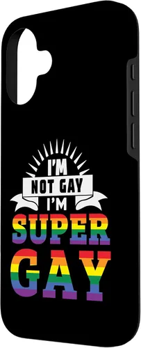 Vista 2 de iPhone 16 Im Not Gay Im Super Gay LGBTQ Pride Equality Rainbow Flag Case