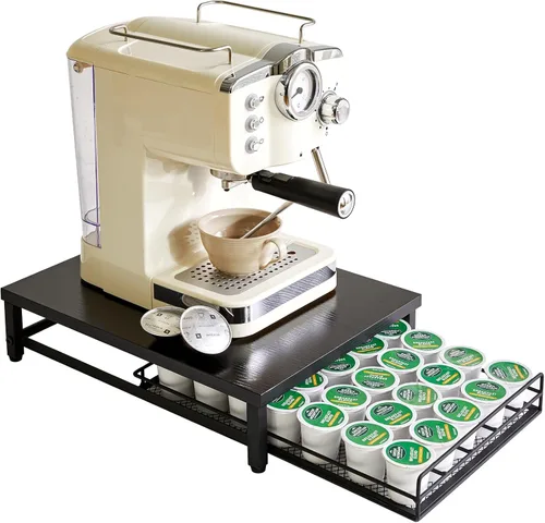 Vista 16 de IBUYKE Soporte de madera para cápsulas de café para K-Cup, capacidad de 35 Greige