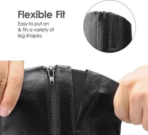 Vista 4 de DREAM PAIRS Botas para mujer hasta la rodilla, cómodas botas de equitación con cremallera lateral