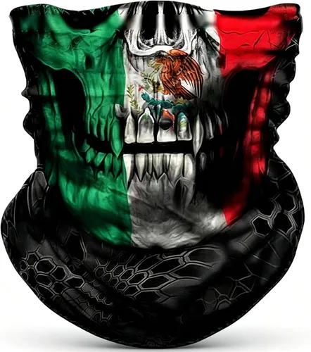 Vista 22 de Máscara facial con polaina para el cuello, bufandas, bandanas Gris (Grey Skull)