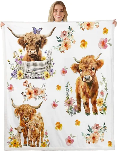Vista 27 de Erosebridal Rooster Fleece Throw Blanket 40"x50" for Bedroom Living Rooms Sofa Couch,Chicken Farmhouse Sherpa Blanket,Wildflower Fuzzy Plush