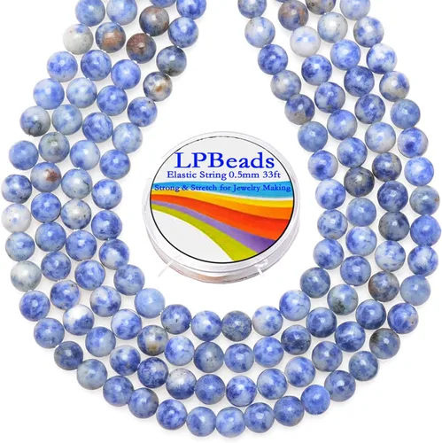 Vista 20 de LPBeads 100 Cuentas de 8mm Cuentas Redondas Naturales de Chakra, Cuentas Sueltas de Piedra Preciosa Redondas para Hacer Joyas con Cordón Elástico