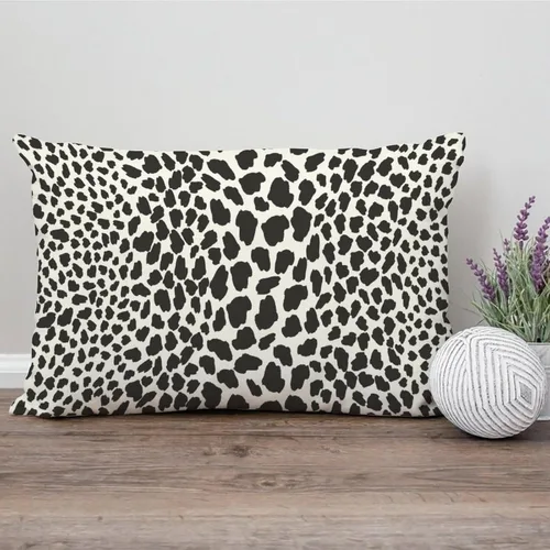Vista 4 de Funda de almohada con estampado de leopardo negro, funda de almohada de piel de animal de 12 x 16 pulgadas, almohada decorativa para el hogar