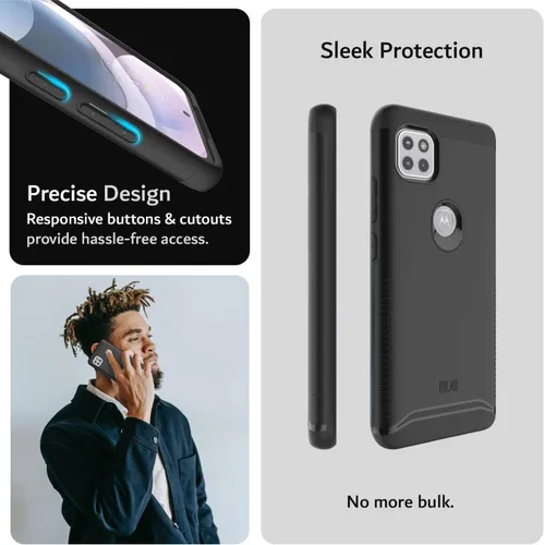 Vista 4 de TUDIA DualShield - Funda para teléfono Motorola One 5G ACE 2021, [Fusionar] a prueba de golpes, grado militar, doble capa, resistente, delgada, Mate