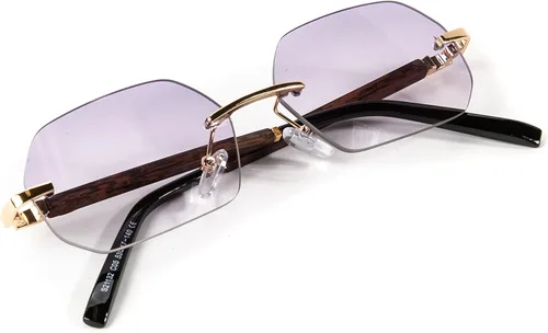 Vista 4 de Street Knitted Gafas de sol sin marco con diseño de madera degradado de color morado claro Púrpura