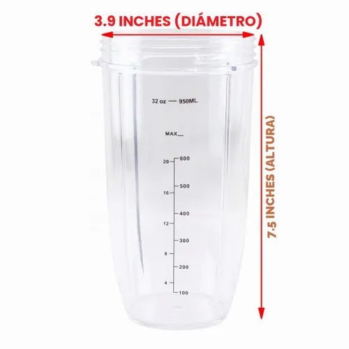 Vista 2 de Pieza de repuesto de vaso colosal de 32 onzas de altura compatible con licuadoras Nutri Bullet 600W 900W NB-101B NB-101S NB-201