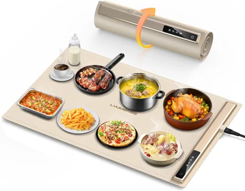 Vista 9 de Alfombrilla de calentamiento para alimentos de 500 W, grafeno de alta tecnología, 5 s, calentador de alimentos rápido de 6 temperaturas y 6 horas