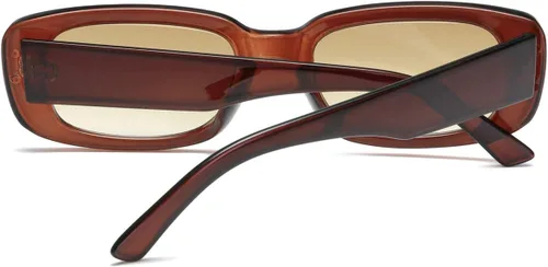 Vista 5 de aisswzber Gafas de sol rectangulares vintage para mujeres y hombres, de los años 90, con marco cuadrado estrecho, protección UV400