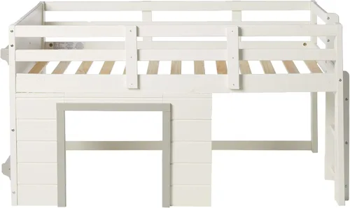 Vista 5 de DONCO Kids Sweet Dreams - Cama tipo loft baja con acabado blanco y gris