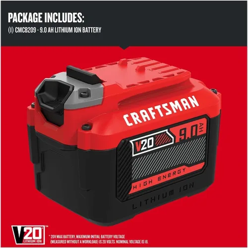 Vista 3 de Bateria de iones de litio CRAFTSMAN V20 para herramientas eléctricas, 9 Ah, indicador de carga LED (CMCB209)