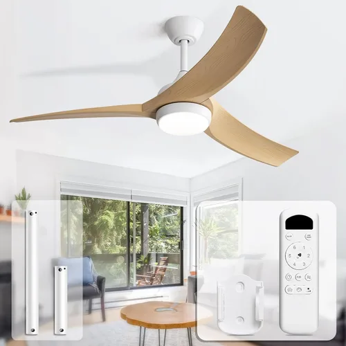 Vista 9 de Sofucor Ventilador de techo inteligente de 52 pulgadas, funciona con aplicación/Alexa/Google, ventilador de techo negro para exteriores con control