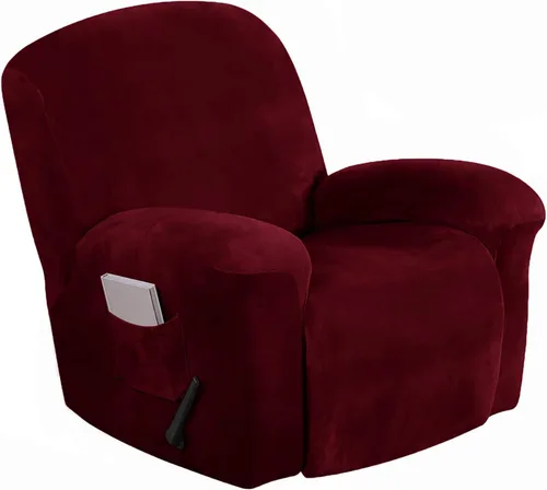 Vista 23 de Aedlcal Fundas para sofá reclinable, 10 piezas, fundas de sofá reclinable de felpa de terciopelo con consola central, con bolsillo lateral