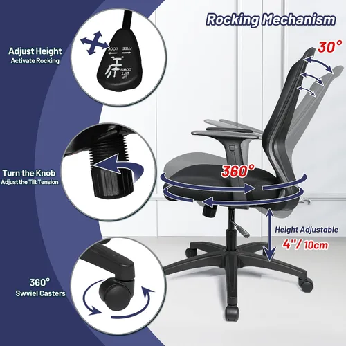 Vista 3 de Silla ergonómica giratoria grande acolchada para computadora de oficina con altura ajustable para trabajo pesado
