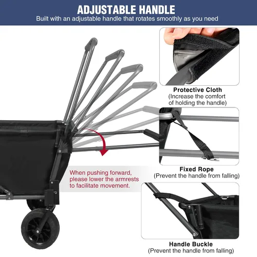 Vista 9 de REDCAMP Carro Plegable para Perros con Extremo Trasero Extensible de Servicio Pesado, 220L Carrito Utilitario Plegable Grande Cochecito para Perros