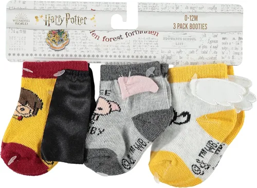 Vista 2 de Harry Potter Paquete de 3 calcetines para bebé niño (0-12 meses) - Botines para bebé con capa