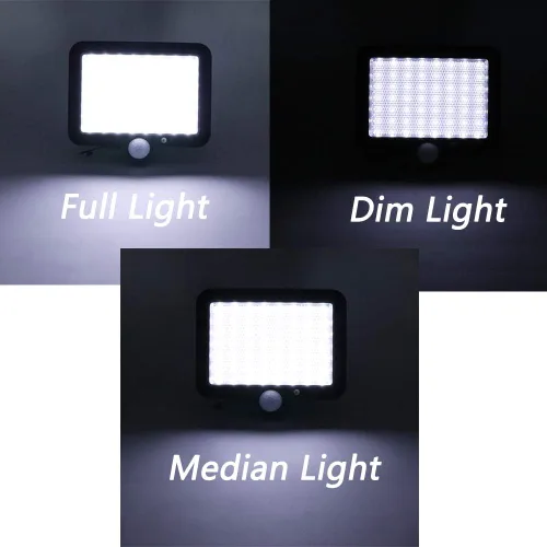 Vista 7 de Aolyty Luces solares con sensor de movimiento para exteriores e interiores con panel solar separado, diseño desmontable, 56 LED con control de luz