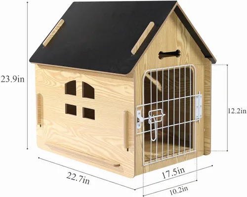 Vista 2 de RYpetmia - Casa de interior para perros y gatos pequeños, casa de madera