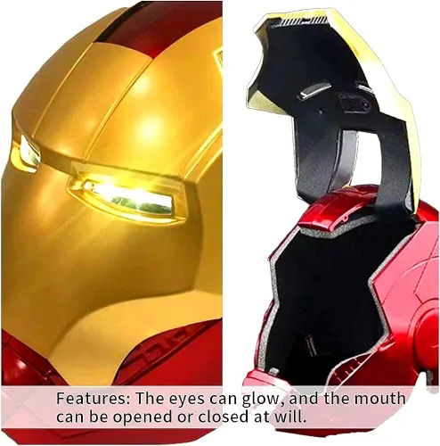 Vista 3 de Casco electrónico Iron-man MK43 para llevar con luz LED máscara de hierro para hombre modelo 11 réplica de Navidad Halloween regalo de cumpleaños