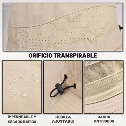 Vista 3 de Sombreros de sol para hombres y mujeres, protección UPF 50+, sombrero de Beige