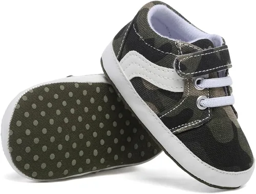 Vista 2 de Tenis de lona para bebés niños y niñas, suela suave, antideslizantes, ligeros, para recién nacidos, para primeros pasos, para cuna de 0 a 18 meses
