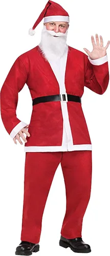 Vista 4 de FantastCostumes Conjunto de disfraces de Papá Noel de Navidad para hombre, color rojo