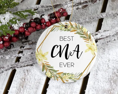 Vista 2 de Adorno de Navidad de asistente de enfermería certificado, regalo de adorno de Navidad para CNA, el mejor CNA del mundo, el mejor CNA de la historia