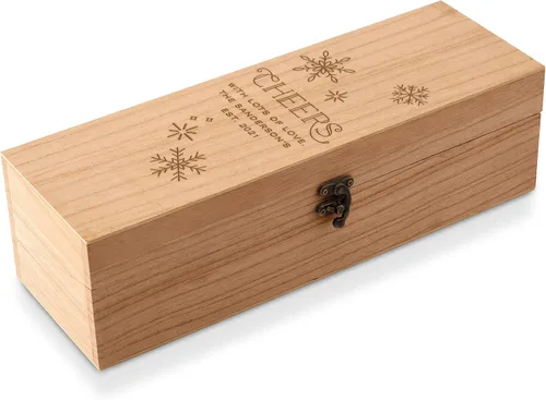 Vista 9 de Weddingstar Caja de regalo de vino de madera grabada personalizada con tapa - Blush Blooms