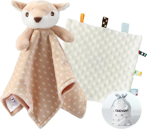 Vista 23 de CREVENT Mantas de bebé suaves y acogedoras para niños y niñas + manta de seguridad, juego con una bolsa de regalo esenciales para recién nacidos Gris