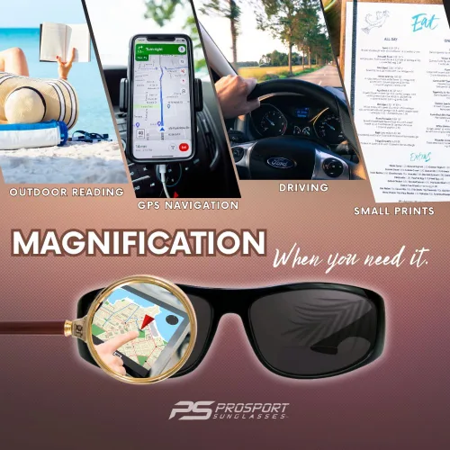 Vista 4 de proSPORT Lentes de sol bifocales para hombres y mujeres, marco completo deportivo envolvente con línea de lectura casi invisible