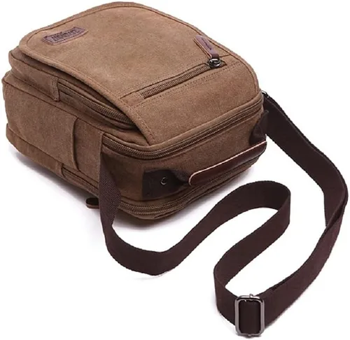 Vista 9 de Bolso bandolera de lona pequeño para el hombro, bolso de viaje, bolso cruzado simple casual para mujeres y hombres, Mejora negro, Clásico, portátil