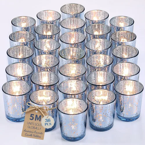 Vista 24 de LETINE 6 portavelas votivas moradas, tamaño votivo estándar para velas votivas regulares, soporte para velas de té para decoración del hogar Púrpura