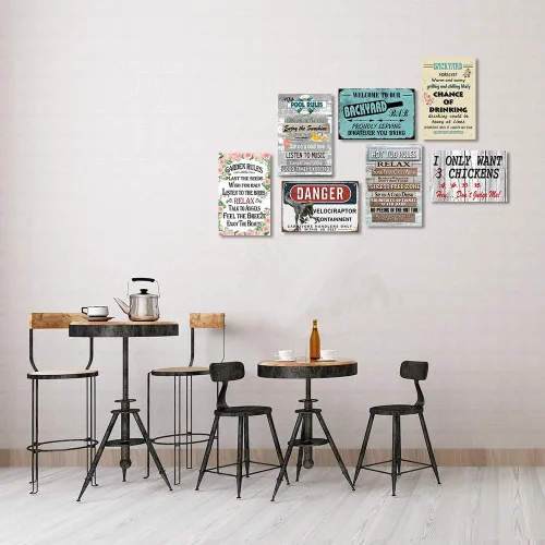 Vista 4 de Divertido letrero de metal retro con diseño de sol y luna, paisaje de sol y luna, arte de pared minimalista moderno de mediados de siglo