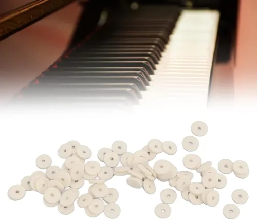 Vista 6 de Arandela de piano, teclado de piano, arandelas de fieltro, riel de equilibrio, perforaciones de riel de equilibrio, accesorio de reparación