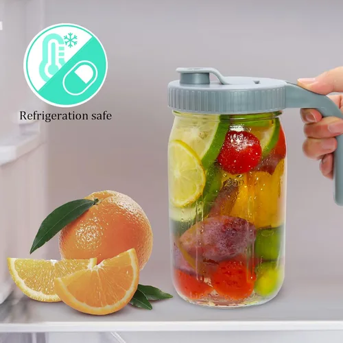 Vista 6 de Jarra con tapa de mango de boquilla de vertido, jarra de vidrio resistente a prueba de fugas de 32 onzas para té helado, limonada, té solar