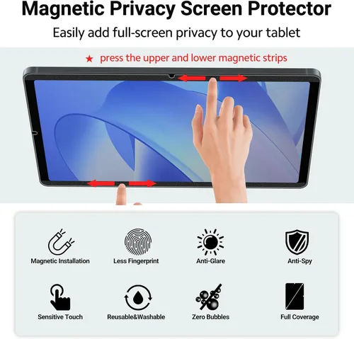 Vista 6 de PYS® Protector de pantalla magnético de privacidad para Samsung Galaxy Tab S9 Plus 2023/Tab S9 FE+ Plus/S7 FE 5G, S8 Plus, S7 Plus de 12.4 pulgadas