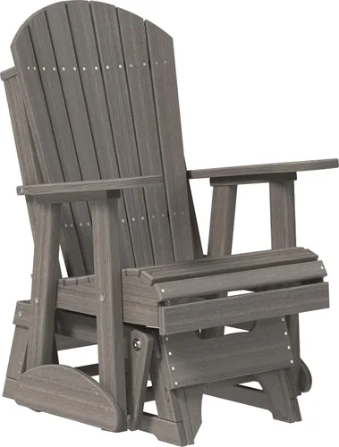 Vista 19 de LuxCraft Silla mecedora Adirondack de 2 pies, mecedora para patio al aire libre, balancín deslizante para exteriores (caoba antigua)