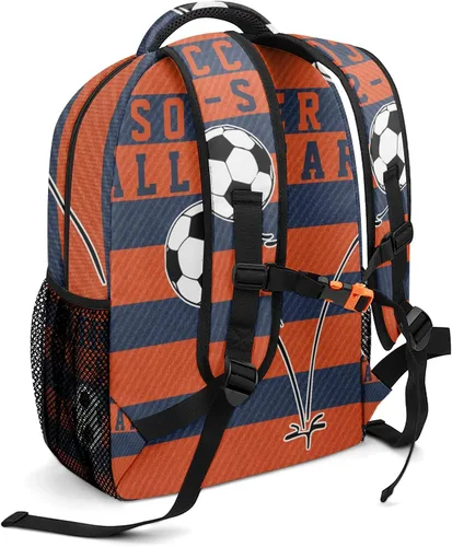 Vista 7 de Balones de fútbol rosa mochila escolar personalizada para niños y niñas, mochila primaria de viaje, Opción 3, Mochilas Tradicionales
