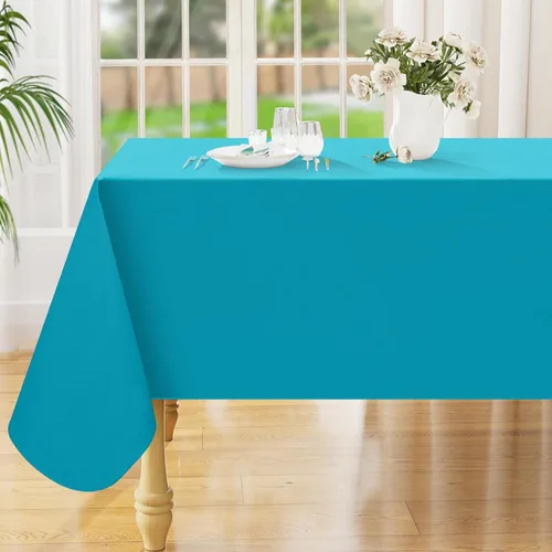 Vista 22 de Smiry Mantel cuadrado de vinilo impermeable de 54x54 pulgadas, protector de manteles de vinilo lavables, funda de mesa resistente a derrames de Beige