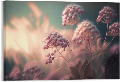 Vista 25 de Póster decorativo de pared, divertido lienzo enmarcado con flores rosas fucsias, pintura artística para baño, habitación de niños, regalos