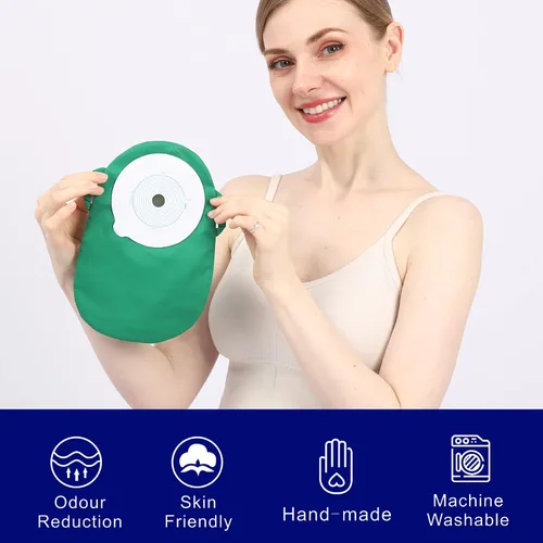 Vista 5 de Bolsa de ostomía para bolsa de colostomía, 3 piezas y cierre de bucle de ostomía duradera, funda de bolsa de colostomía lavable (01)