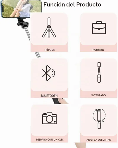 Vista 8 de Trípode de teléfono de 28 pulgadas y trípode de viaje para selfies de iPhone, con soporte para teléfono con rotación de 360° Selfie Stick extensible